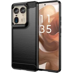 Phonesta Carbon Silikon Back Cover Hülle für Motorola Edge 50 Ultra - Schwarz