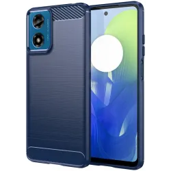 Phonesta Carbon Silikon Back Cover Hülle für Motorola Moto G04 / G04s / G24 / G24 Power / E14 - Blau