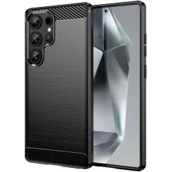 Phonesta Carbon Silikon Back Cover Hülle für Samsung Galaxy S25 Ultra - Schwarz