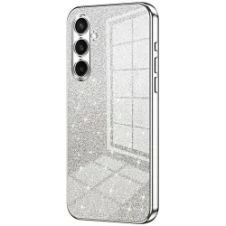 Phonesta Crystal Sparkle Silikon Back Cover Hülle für Samsung Galaxy S25 FE - Silber