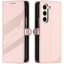 Phonesta Embossed Lines Book Wallet Klapphülle für Samsung Galaxy Z Fold 6 - Rosa