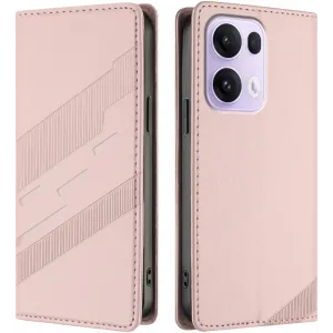 Phonesta Embossed Lines Book Wallet Klapphülle für Oppo Reno13 Pro - Rosa