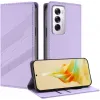 Phonesta Embossed Lines Book Wallet Klapphülle für Oppo Reno12 - Lila 2