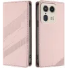 Phonesta Embossed Lines Book Wallet Klapphülle für Motorola Edge 50 Ultra - Rosa