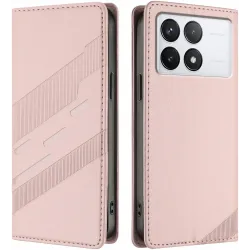 Phonesta Embossed Lines Book Wallet Klapphülle für Xiaomi 14T - Rosa