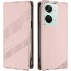 Phonesta Embossed Lines Book Wallet Klapphülle für OnePlus Nord 3 - Rosa