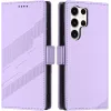 Phonesta Embossed Lines Book Wallet Klapphülle für Samsung Galaxy S25 Ultra - Lila
