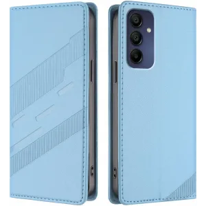 Phonesta Embossed Lines Book Wallet Klapphülle für Samsung Galaxy A16 - Hellblau