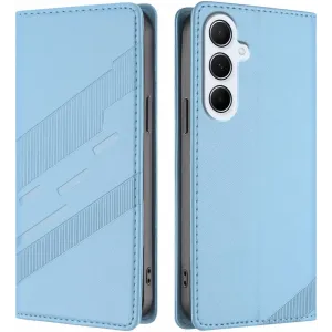 Phonesta Embossed Lines Book Wallet Klapphülle für Samsung Galaxy A26 - Hellblau