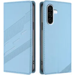 Phonesta Embossed Lines Book Wallet Klapphülle für Samsung Galaxy A36 - Hellblau