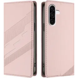 Phonesta Embossed Lines Book Wallet Klapphülle für Samsung Galaxy A36 - Rosa