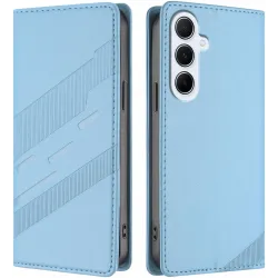 Phonesta Embossed Lines Book Wallet Klapphülle für Samsung Galaxy A56 - Hellblau