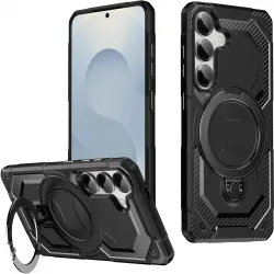 Phonesta IronLock Back Cover Hülle Ring und MagSafe für Samsung Galaxy S25/S24 - Schwarz