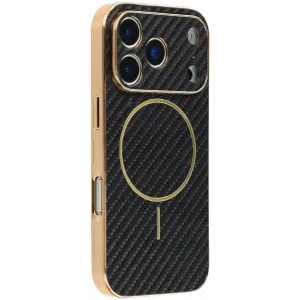 Phonesta Luxury Carbon Fiber Back Cover Hülle mit MagSafe für Apple iPhone 17 Pro Max - Schwarz