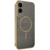 Phonesta Luxury Carbon Fiber Back Cover Hülle mit MagSafe für Samsung Galaxy S25 Edge - Braun 0