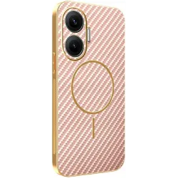 Phonesta Luxury Carbon Fiber Back Cover Hülle mit MagSafe für Xiaomi Poco F7 - Rosa
