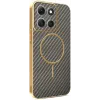 Phonesta Luxury Carbon Fiber Back Cover Hülle mit MagSafe für Motorola Moto G86 - Braun 0