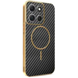 Phonesta Luxury Carbon Fiber Back Cover Hülle mit MagSafe für Motorola Moto G86 - Schwarz