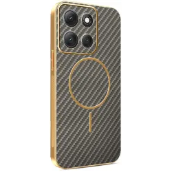 Phonesta Luxury Carbon Fiber Back Cover Hülle mit MagSafe für Motorola Moto G86 Power - Braun