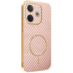 Phonesta Luxury Carbon Fiber Back Cover Hülle mit MagSafe für Oppo A5 Pro - Rosa