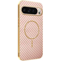 Phonesta Luxury Carbon Fiber Back Cover Hülle mit MagSafe für Google Pixel 10 Pro XL - Rosa