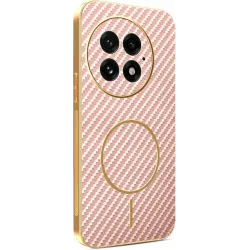 Phonesta Luxury Carbon Fiber Back Cover Hülle mit MagSafe für OnePlus 13 - Rosa