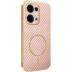 Phonesta Luxury Carbon Fiber Back Cover Hülle mit MagSafe für Oppo Reno13 - Rosa