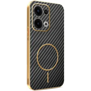 Phonesta Luxury Carbon Fiber Back Cover Hülle mit MagSafe für Oppo Reno13 - Schwarz