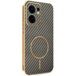 Phonesta Luxury Carbon Fiber Back Cover Hülle mit MagSafe für Oppo Reno13 F 4G/5G / Reno13 FS 5G - Braun