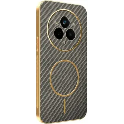 Phonesta Luxury Carbon Fiber Back Cover Hülle mit MagSafe für Realme 14 Pro - Braun