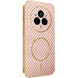 Phonesta Luxury Carbon Fiber Back Cover Hülle mit MagSafe für Realme 14 Pro - Rosa
