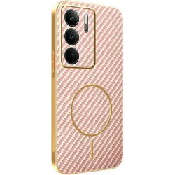 Phonesta Luxury Carbon Fiber Back Cover Hülle mit MagSafe für Realme 14x / C75 - Rosa
