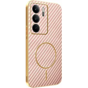 Phonesta Luxury Carbon Fiber Back Cover Hülle mit MagSafe für Realme 14x / C75 - Rosa