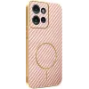 Phonesta Luxury Carbon Fiber Back Cover Hülle mit MagSafe für Motorola Edge 50 - Rosa 0