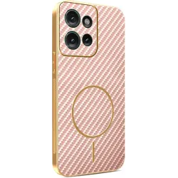 Phonesta Luxury Carbon Fiber Back Cover Hülle mit MagSafe für Motorola Edge 50 - Rosa