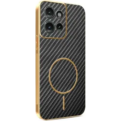 Phonesta Luxury Carbon Fiber Back Cover Hülle mit MagSafe für Motorola Edge 50 - Schwarz