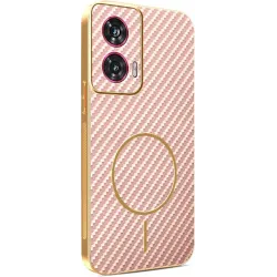 Phonesta Luxury Carbon Fiber Back Cover Hülle mit MagSafe für Motorola Edge 50 Fusion - Rosa