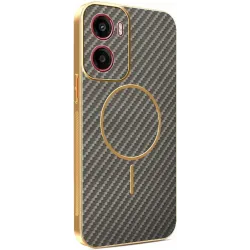Phonesta Luxury Carbon Fiber Back Cover Hülle mit MagSafe für Motorola Moto G05 / Moto E15 - Braun