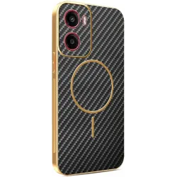 Phonesta Luxury Carbon Fiber Back Cover Hülle mit MagSafe für Motorola Moto G05 / Moto E15 - Schwarz