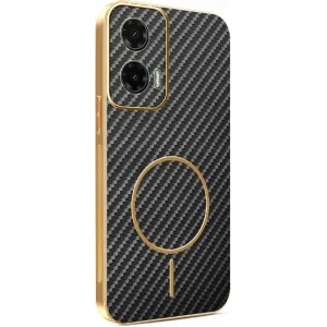 Phonesta Luxury Carbon Fiber Back Cover Hülle mit MagSafe für Motorola Moto G35 - Schwarz