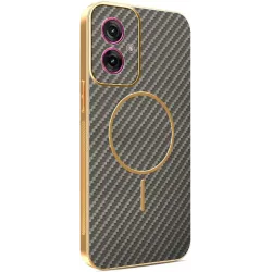 Phonesta Luxury Carbon Fiber Back Cover Hülle mit MagSafe für Motorola Moto G55 - Braun
