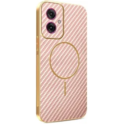 Phonesta Luxury Carbon Fiber Back Cover Hülle mit MagSafe für Motorola Moto G55 - Rosa