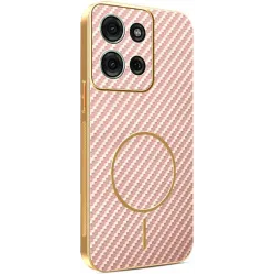 Phonesta Luxury Carbon Fiber Back Cover Hülle mit MagSafe für Motorola Moto G75 - Rosa