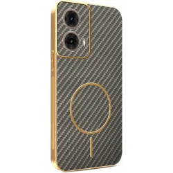 Phonesta Luxury Carbon Fiber Back Cover Hülle mit MagSafe für Motorola Moto G85 - Braun