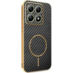 Phonesta Luxury Carbon Fiber Back Cover Hülle mit MagSafe für Xiaomi 14T - Schwarz
