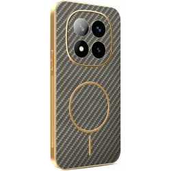 Phonesta Luxury Carbon Fiber Back Cover Hülle mit MagSafe für Xiaomi Redmi Note 14 Pro Plus - Braun