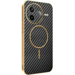 Phonesta Luxury Carbon Fiber Back Cover Hülle mit MagSafe für Xiaomi Poco F7 Pro - Schwarz