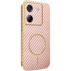 Phonesta Luxury Carbon Fiber Back Cover Hülle mit MagSafe für Xiaomi Poco M7 Pro - Rosa