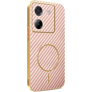 Phonesta Luxury Carbon Fiber Back Cover Hülle mit MagSafe für Xiaomi Poco M7 Pro - Rosa