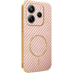 Phonesta Luxury Carbon Fiber Back Cover Hülle mit MagSafe für Xiaomi Redmi Note 14 4G 164.8mm - Rosa